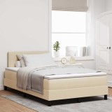 Cumpara ieftin Pat cu arcuri cu headboard Manual Crem 120 x 190 cm tesatura
