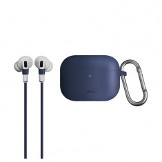 Husa silicon cu snur casti Uniq Vencer pentru Airpods Pro, Bleumarin