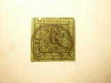 Timbru Wurttemberg 1865 , 6 kr stampilat , defect sus