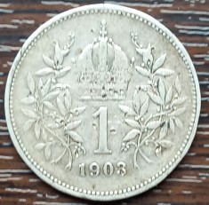 (A78) MONEDA DIN ARGINT AUSTRIA - 1 CORONA COROANA 1903, FRANZ JOSEPH