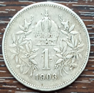 (A78) MONEDA DIN ARGINT AUSTRIA - 1 CORONA COROANA 1903, FRANZ JOSEPH foto