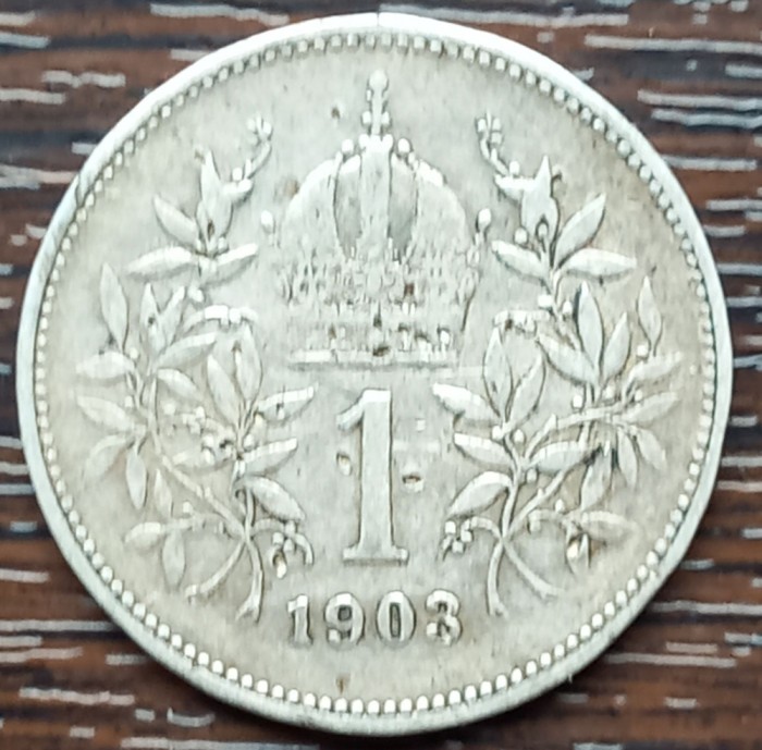 (A78) MONEDA DIN ARGINT AUSTRIA - 1 CORONA COROANA 1903, FRANZ JOSEPH
