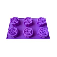 Forma din silicon pentru prajituri, Trandafiri, 6 cavitati, 81COF