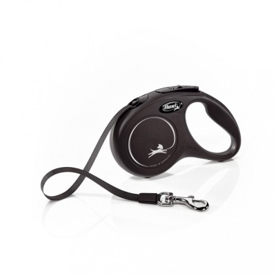 Flexi New Classic, S Tape, lesa retractabila, 5m, negru foto