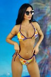 SW2365-100 Costum de baie in 2 piese model bikini cu print floral, L, M