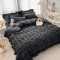 Lenjerie pat dublu creponata,bumbac finet,6 piese,neagra-A873