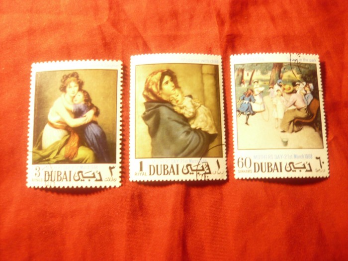 Serie mica Dubai 1970 Pictura , 3 valori stampilate