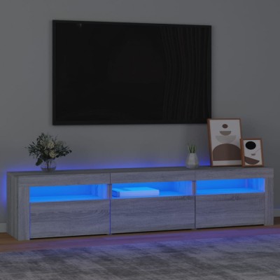 Comodă TV cu lumini LED, gri sonoma, 180x35x40 cm foto