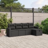 Cumpara ieftin Gossi set mobilier de gradina cu perne, 5 piese, negru, poliratan