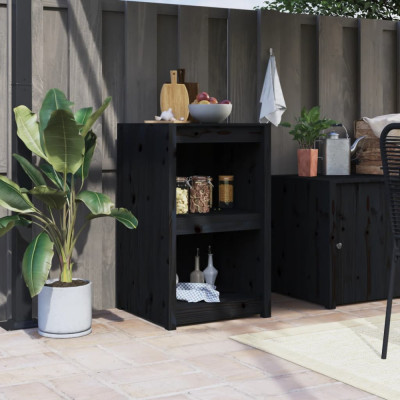 vidaXL Dulap bucătărie de exterior negru, 55x55x92 cm, lemn masiv pin foto