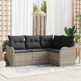 VidaXL Set de canapele pentru grădină 4 pcs Gri deschis Rattan poli