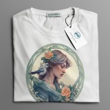 Tricou casual din bumbac 100% de barbati marimea S Blue bird with Anne, Multicolor, Oem