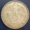 (A1083) MONEDA DIN ARGINT GERMANIA - 2 REICHSMARK MARK 1936, LIT. D, NAZISTA, TIRAJ MAI MIC, AN MAI RAR, Europa