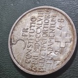 Elvetia 5 Franci ( francs ) 1948 B , Argint , luciu si patina , de colectie