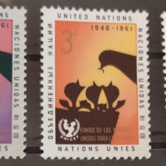 Națiunile Unite New York 1961 fauna păsări stilizate serie Nestampilata