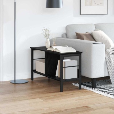 vidaXL Raft pentru cărți Stejar Negru 82 x 32 x 47 cm Lemn compozit 884000 foto