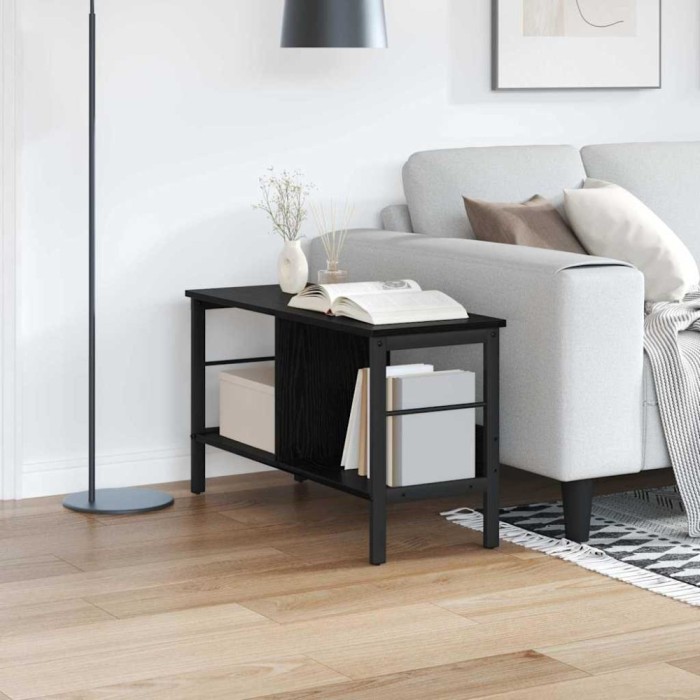 vidaXL Raft pentru cărți Stejar Negru 82 x 32 x 47 cm Lemn compozit 884000