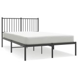 Cumpara ieftin Cadru de pat metalic cu tablie, negru, 120x200 cm