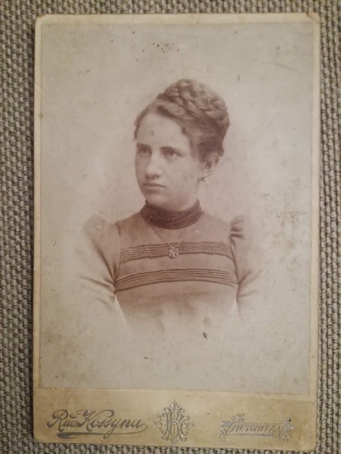 Foto carton kabinett veche, 11x16 cm, Rud Kossyna , Reșița / Reschitza, doamnă