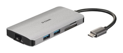 HUB extern D-LINK, porturi Gigabit LAN x 1, SD/microSD Dual Card Reader x 1, USB 3.0 x 3, HDMI x 1, USB Type C x 1, conectare prin USB Type C, cablu 1 foto