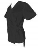Halat Medical Pe Stil, Tip Kimono Negru cu Elastan, Model Daria - XS