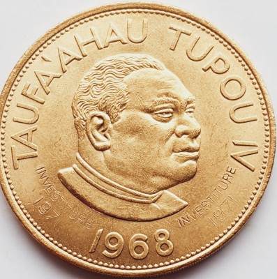 113 Tonga 2 Pa&amp;#039;anga 1968 Contramarca Investiture 1971 (tiraj 3.000) km 40 foto