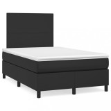 Cumpara ieftin Pat box spring cu saltea, negru, 120x200 cm, piele ecologica