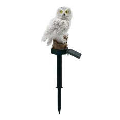 Lampa solara LED pentru curte sau gradina, model Bufnita, inaltime 43 cm, 40mAh, 0.2W, alb