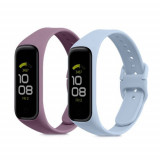 Set 2 Curele pentru Samsung Galaxy Fit 2, Kwmobile, Albastru/Mov, Silicon, 53962.12