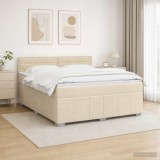 Cumpara ieftin Pat cu arcuri LED si saltea Crem 140 x 190 cm Tesatura