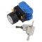 Comutator rotativ cu cheie 22mm 3 pozitii stabile negru - Comutator rotativ cu cheie 22mm
