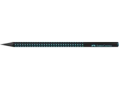 Creion grafit B triunghiular grip sparkle lemn negru midnight ocean Faber-Castell