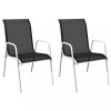 Set 2 Scaune Gradina Gossi, Stivuibile, Otel si Textilena, Negru, Exterior