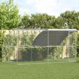 vidaXL Cușcă pentru pui Argintiu 400 x 200 x 198.5 cm Oțel galvanizat