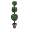 Plantă Artificială Cimișir Verde 118cm, Formă Minge Triplă, Ghiveci Inclus, vidaXL - Decor Interior/Exterior
