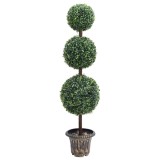 Plantă Artificială Cimișir Verde 118cm, Formă Minge Triplă, Ghiveci Inclus, vidaXL - Decor Interior/Exterior