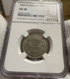 20 Bani 1900 Romania, NGC AU58, mai rara numeric