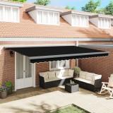 Marchiză Manuală Retractabilă Neagră 500x300 cm