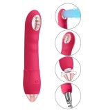 Vibrator si Irigator, 10 Moduri Vibratii, Silicon, USB, Rosu, 20 cm, Guilty Toys