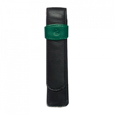 Etui de piele TG12 negru-verde, pentru 1 instrument de scris foto