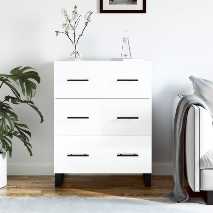 vidaXL Servantă, alb extralucios, 69,5x34x90 cm, lemn compozit 827878
