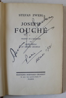 JOSEPH FOUCHE par STEFAN ZWEIG , 1931 foto