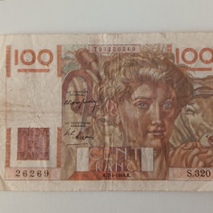 Bancnota Franta 100 franks 1949
