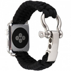 Curea pentru Apple Watch 42 mm iUni Elastic Paracord Rugged Nylon Rope, Black foto