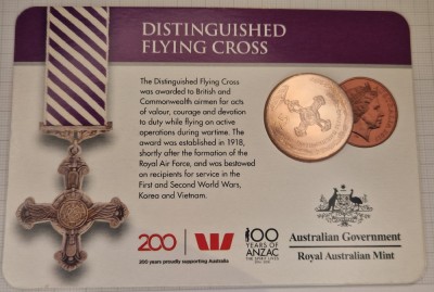 Australia , 25 cents 2017, km#3347, Distinguished Flying Cross, coincard foto