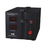 STABILIZATOR TENSIUNE 2000VA NEGRU SERVOMOTOR AVR-SRV-2000 SECURE WELL
