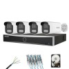 Sistem supraveghere complet 4 camere Hikvision 8MP Smart Dual Light 30m microfon, NVR AcuSense 8 canale, HDD si accesorii instalare incluse SafetyGuar