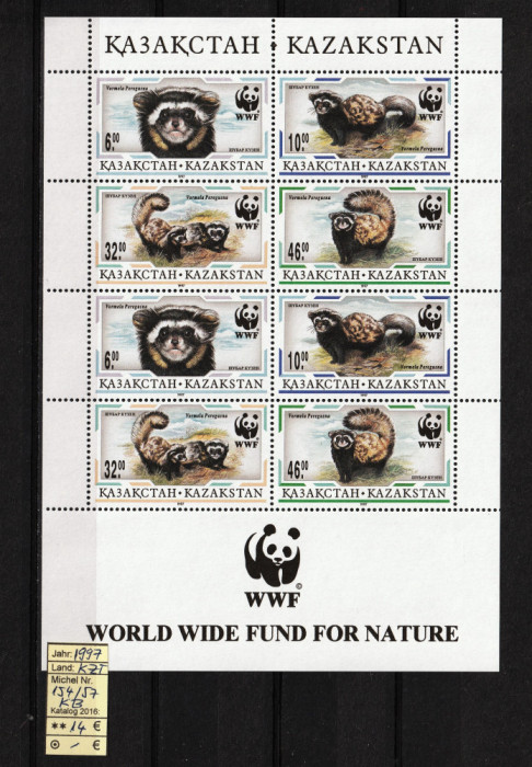 Kazahstan, 1997 | Dihorul Pătat - Animale protejate - WWF | Bloc M/S - MNH | aph