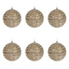 Set Globuri Craciun, Model Bej Glitter, Lant Argintiu, 8 cm, 6 Bucăți, Plastic, Oem