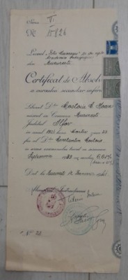 1939 Certif COSTOIU Ioan Bucuresti, semnat ministru, Liceul Titu Maiorescu D1 foto